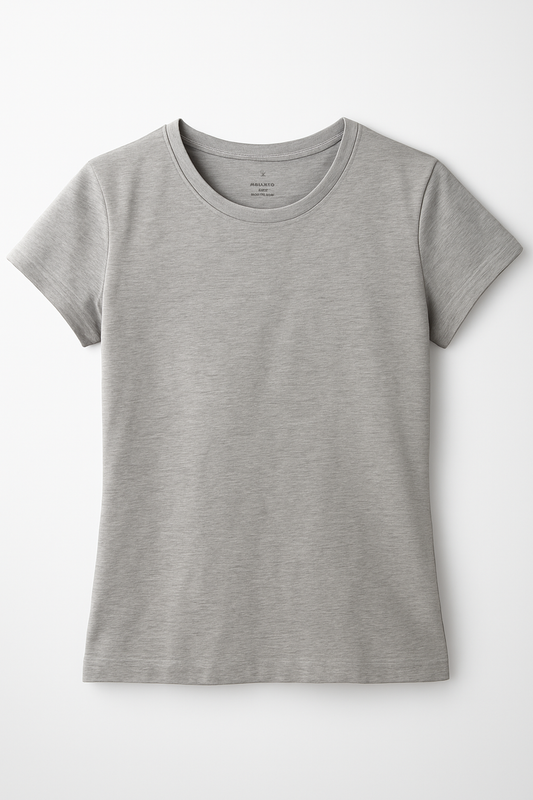 Kadın Gri Bisiklet Yaka Tişört 3'lü Paket