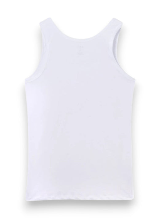 Erkek Beyaz Tekli Geniş Yaka Penye Atlet