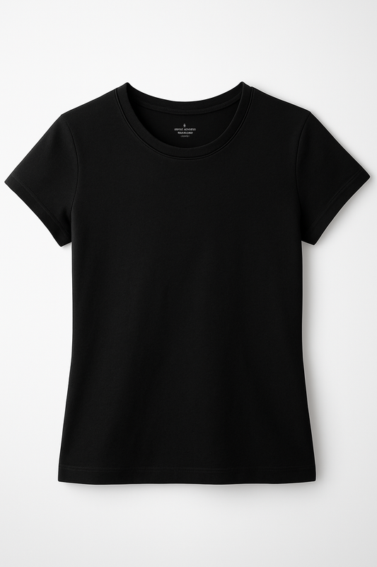 Kadın Siyah Bisiklet Yaka Tişört 3'lü Paket