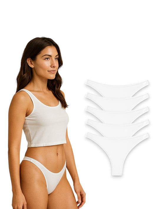 Kadın Beyaz Brazilian Külot 5'li Paket